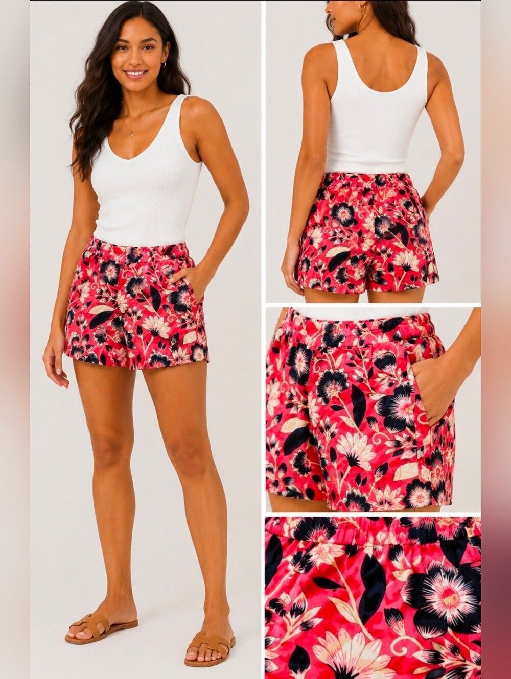 J. Crew Factory Hibiscus Shorts Floral Sz 6 Casual Womens